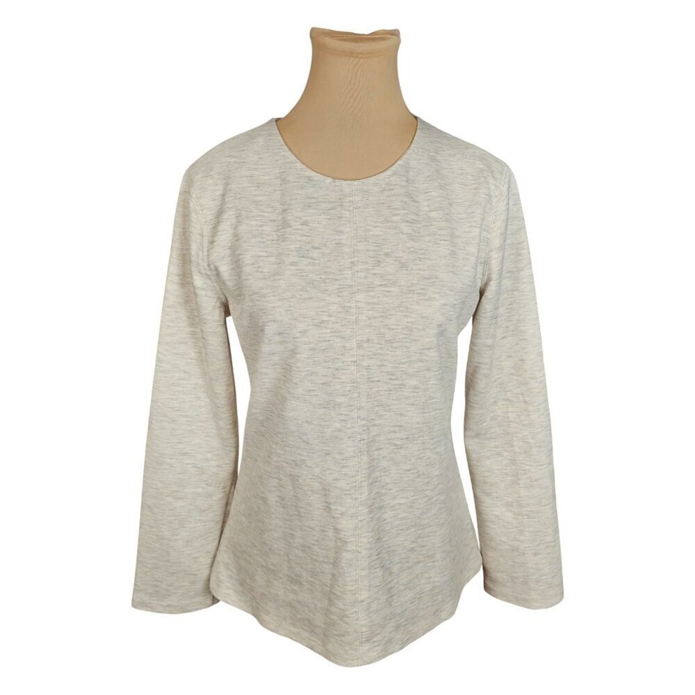 Club Monaco Light Grey Off White Long Sleeve Top Sz M